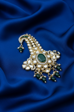 Trending Dulha Sehra Kalangi Brooch –  Green Beads | Royal Groom Wedding Accessory