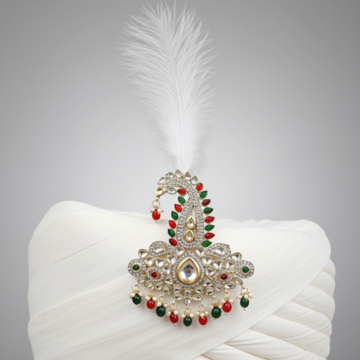 Kalgi on Minimalist White Turban