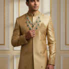Model with Sherwani, Touching Necklace