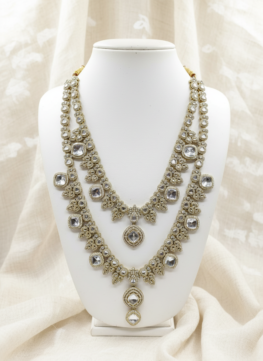 Royal White Kundan Layered Necklace for Men | Groom Wedding Mala