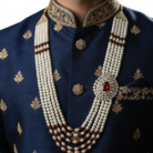 Blue Sherwani White BG