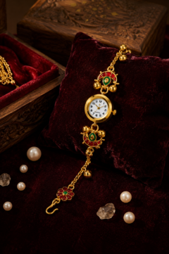 Kashmiri Bracelet Watch for Girls & Women | Traditional Ethnic Gold Chain Watch with Ghungroo | Stylish Analog Wrist Watch